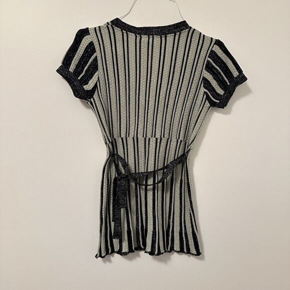 Say What Womens M Knit Babydoll Striped Top Y2K Mall Whimsigoth Grunge Sparkle - Picture 6 of 6